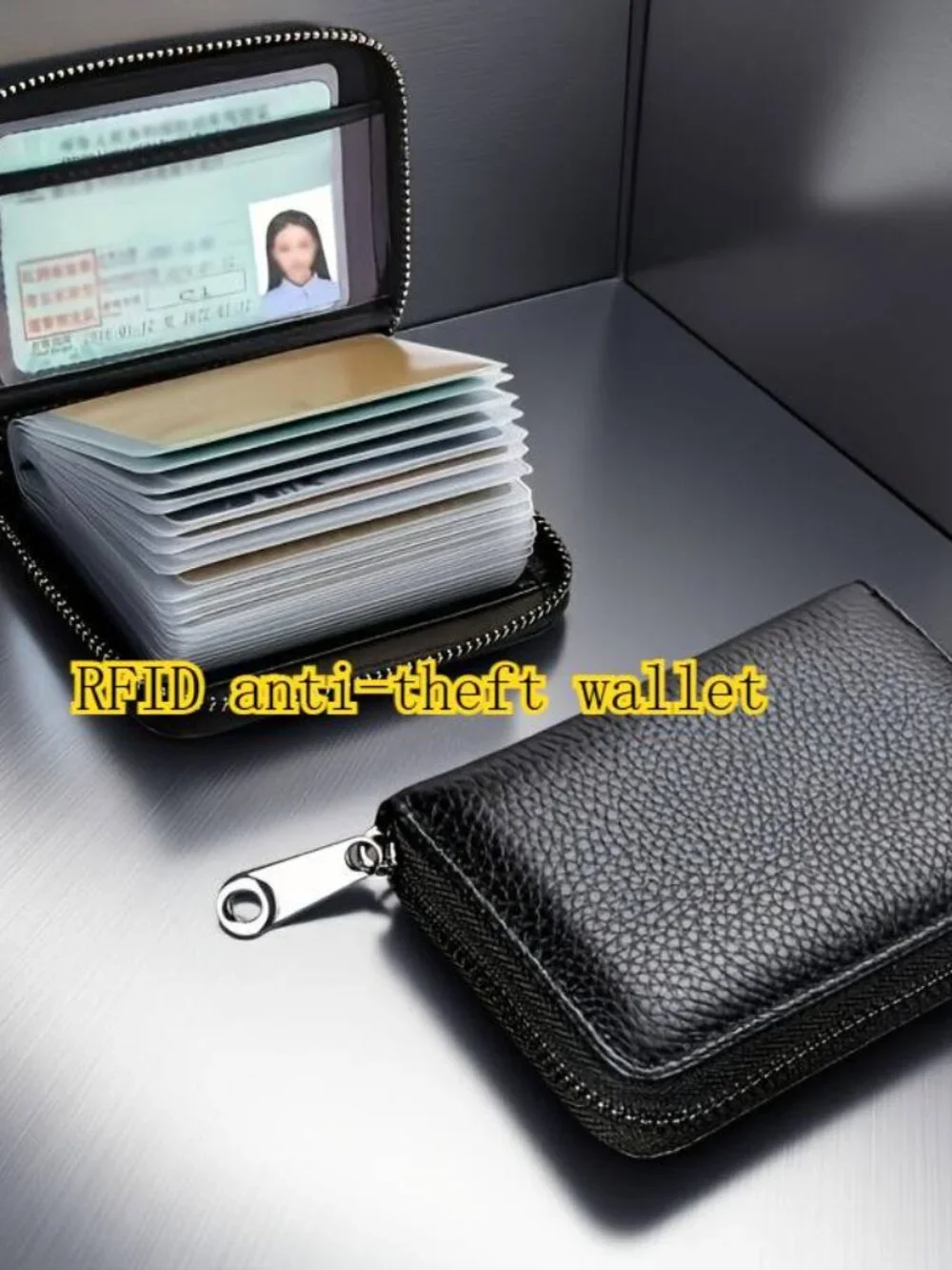 RFID Blocking Card Holder 20 Slot Minimalist Zipper Wallet